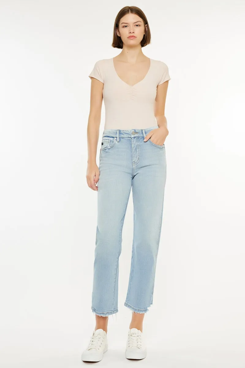 Lane High Rise Cropped Straight Leg Jeans sold by Kan Can
