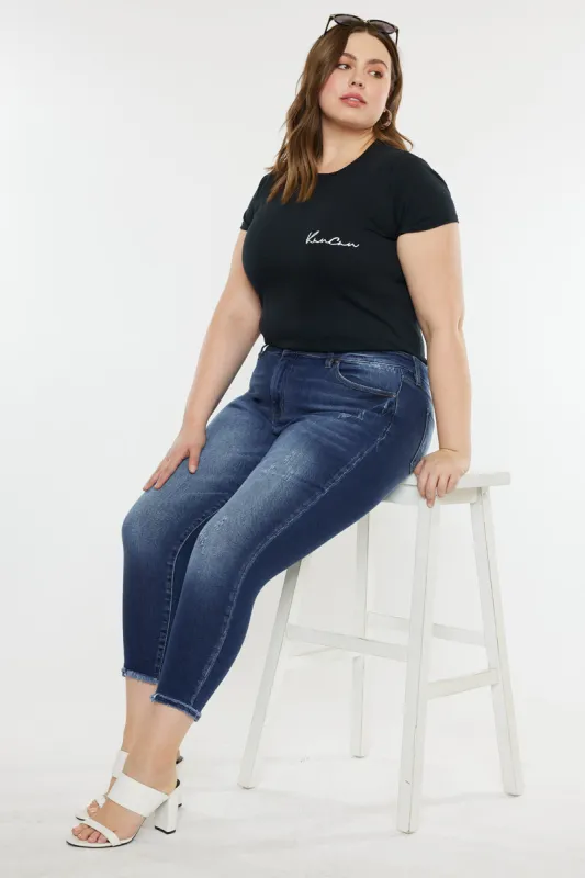 Jewels Mid Rise Ankle Skinny Jeans (Plus Size) made by Kan Can