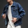 Spring and autumn period and the new men trend in Joker denim jacket Fashionable jean jacket lapel pure color sold by Kan Can
