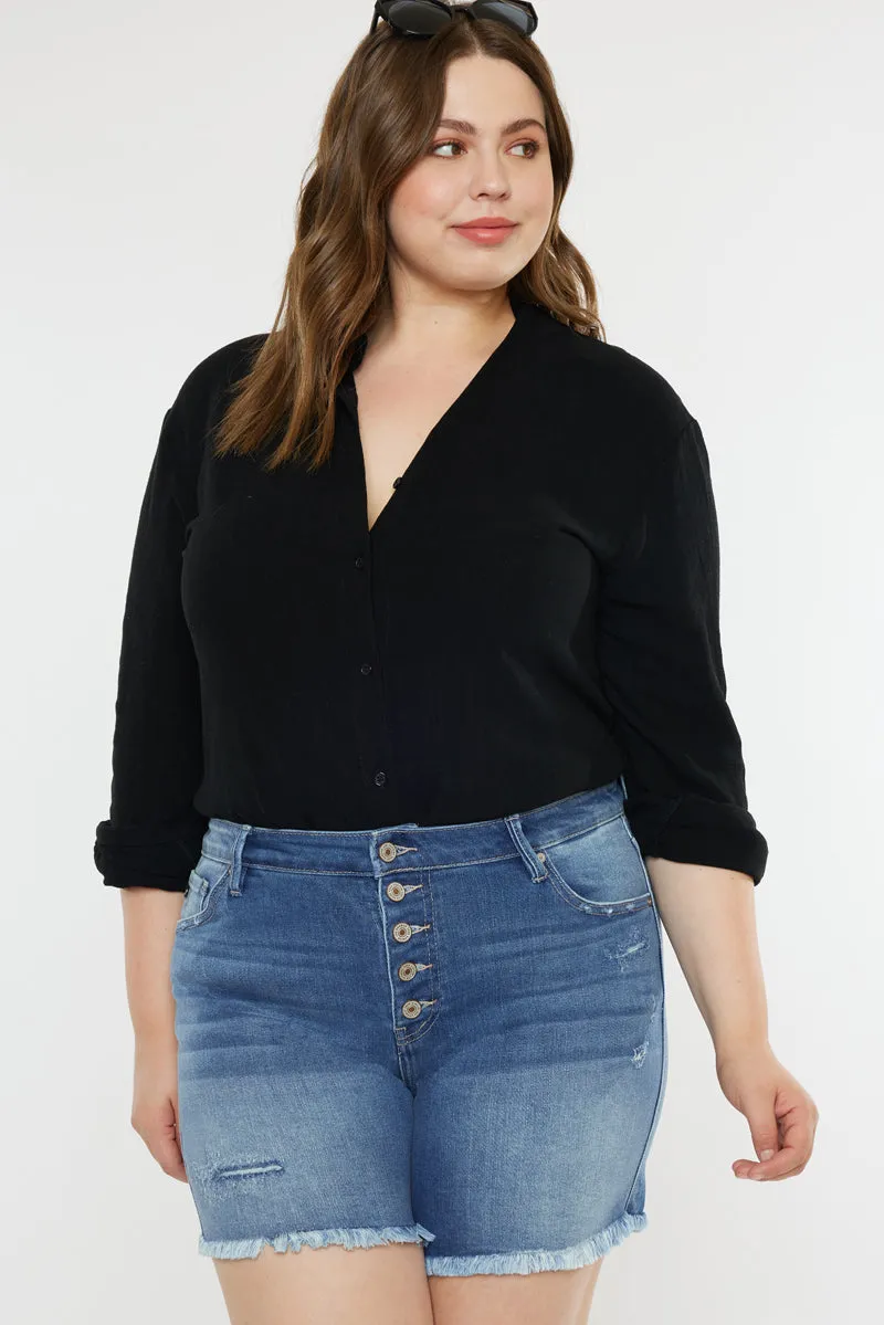 Zelda Mid Rise Shorts  (Plus Size) sold by Kan Can