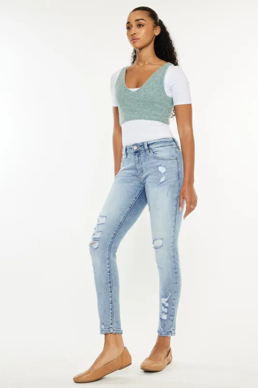 Kaleigh Mid Rise Ankle Skinny Jeans sold by Kan Can