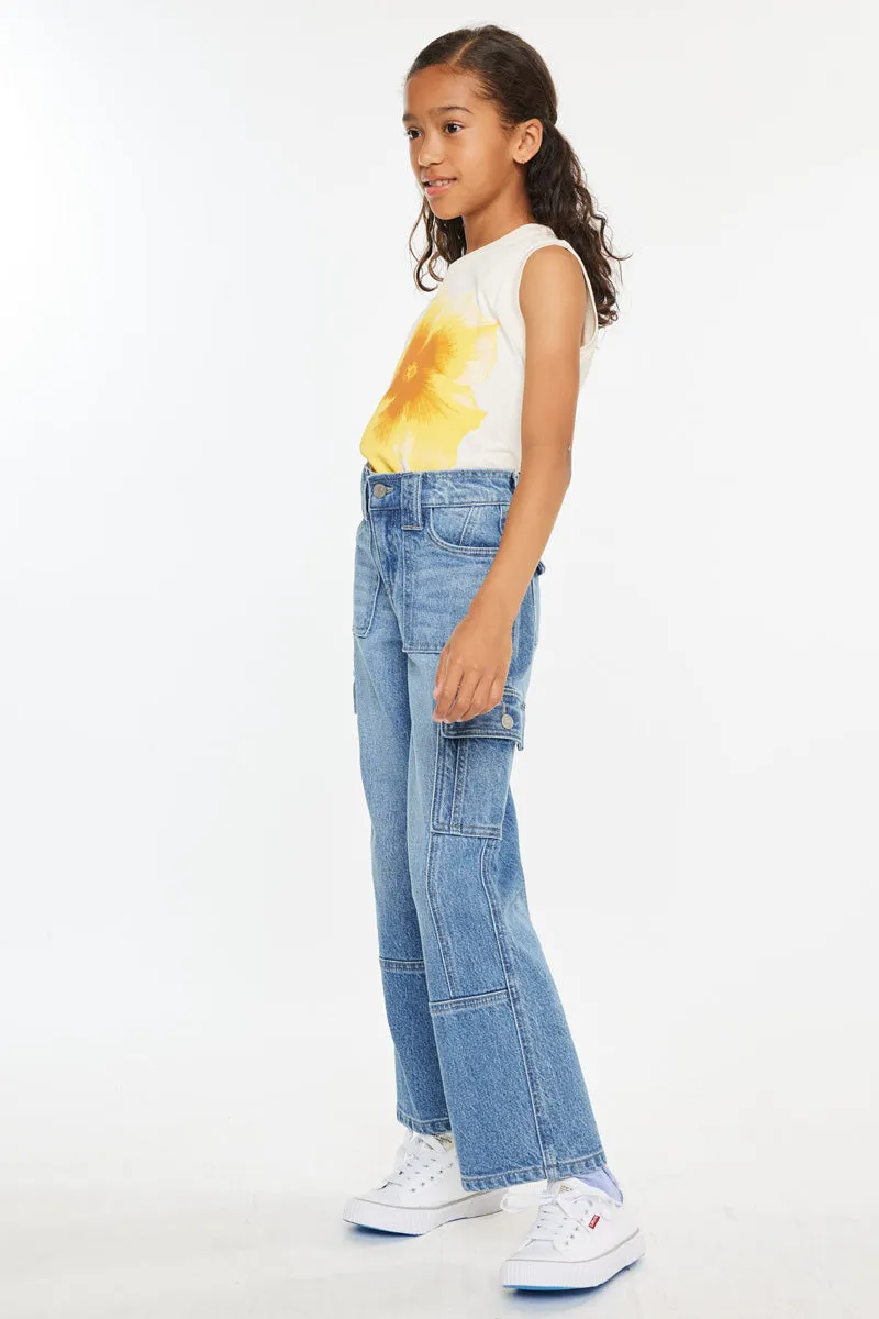 Bay High Rise Slim Straight Cargo Kids Pants sold by Kan Can product image thumbnail 4