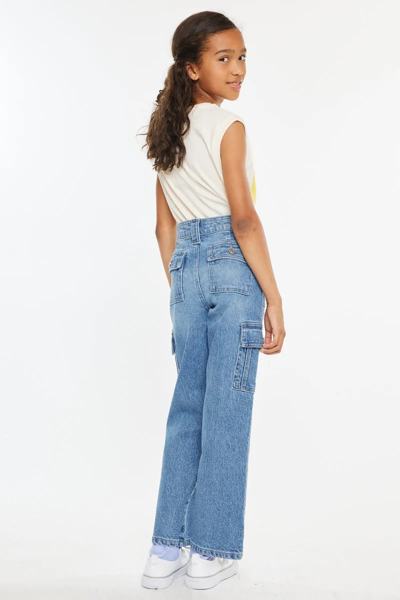 Bay High Rise Slim Straight Cargo Kids Pants sold by Kan Can product image thumbnail 5