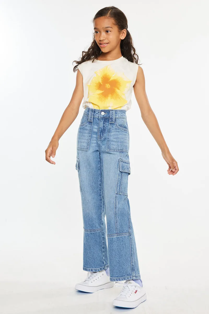 Bay High Rise Slim Straight Cargo Kids Pants sold by Kan Can product image thumbnail 2