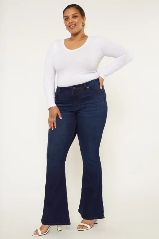 Darcy Mid Rise Flare Jeans (Petite Plus Size) made by Kan Can