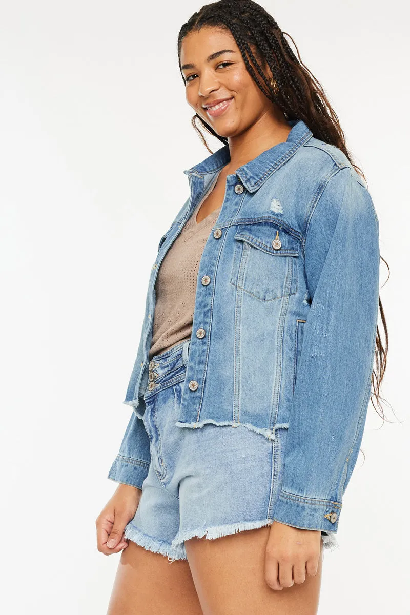 Vianca Distressed Denim Jacket (Plus Size) sold by Kan Can product image thumbnail 4