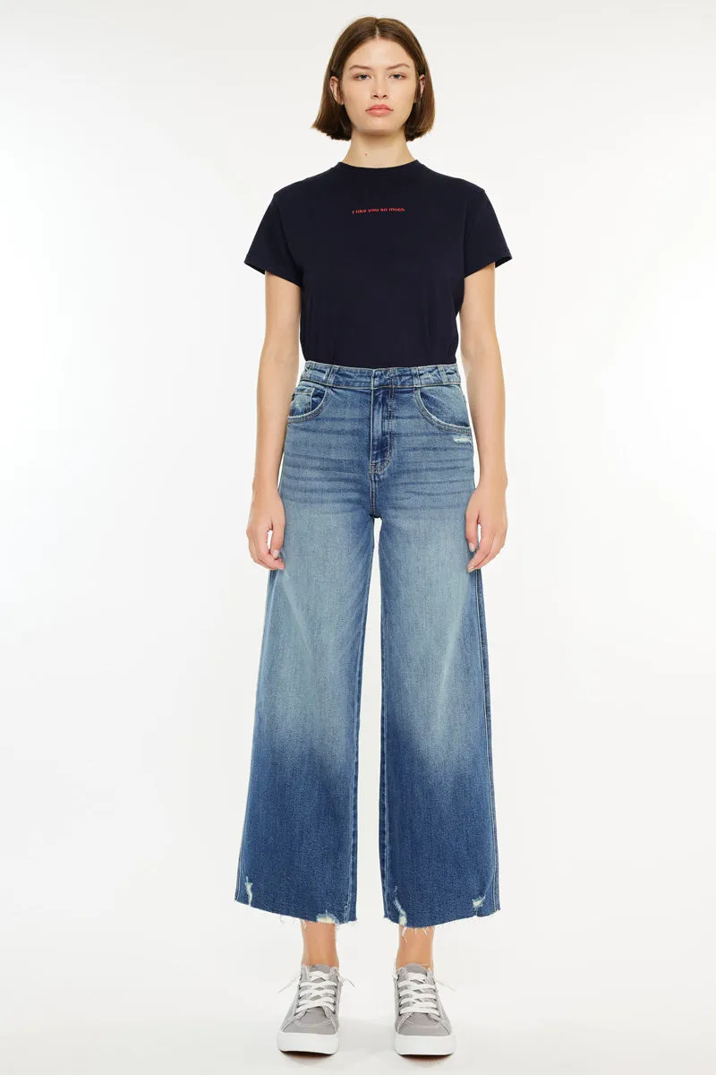 Shelly High Rise Cropped Wide Leg Jeans sold by Kan Can product image thumbnail 4