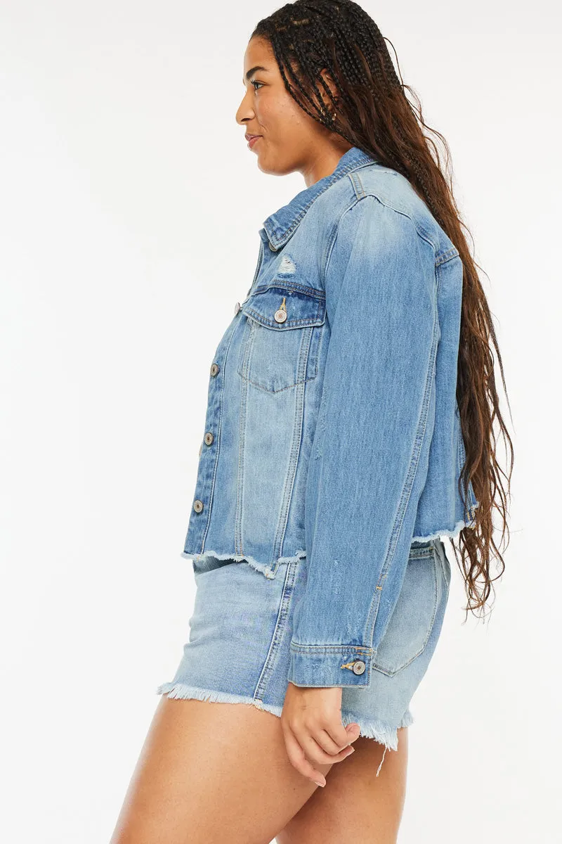 Vianca Distressed Denim Jacket (Plus Size) sold by Kan Can product image thumbnail 5