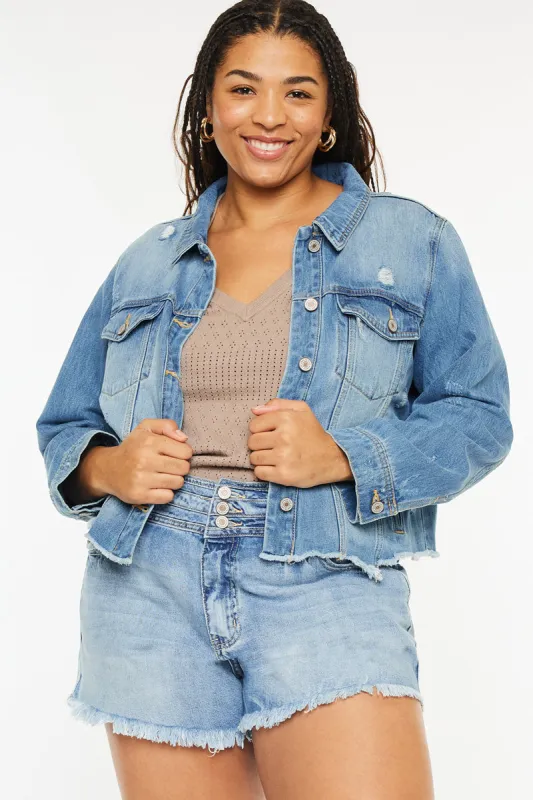 Vianca Distressed Denim Jacket (Plus Size) sold by Kan Can