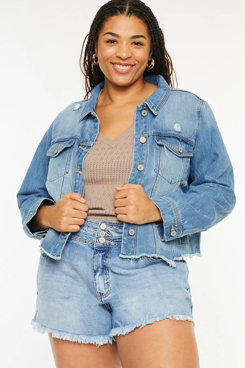 Vianca Distressed Denim Jacket (Plus Size) sold by Kan Can