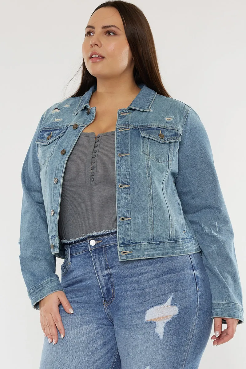 Aria Classic Trucker Denim Jacket (Plus Size) sold by Kan Can product image thumbnail 3