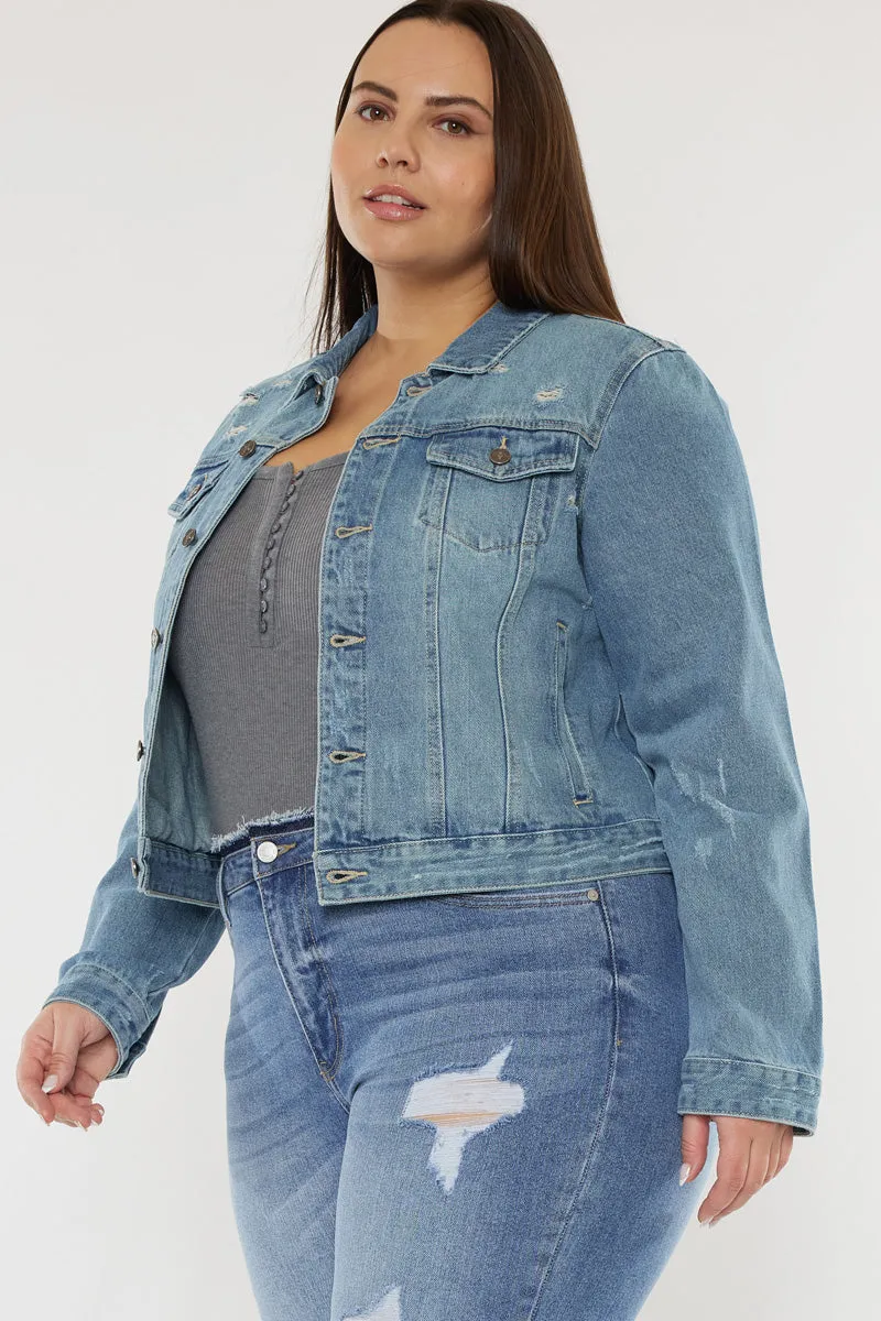 Aria Classic Trucker Denim Jacket (Plus Size) sold by Kan Can product image thumbnail 4