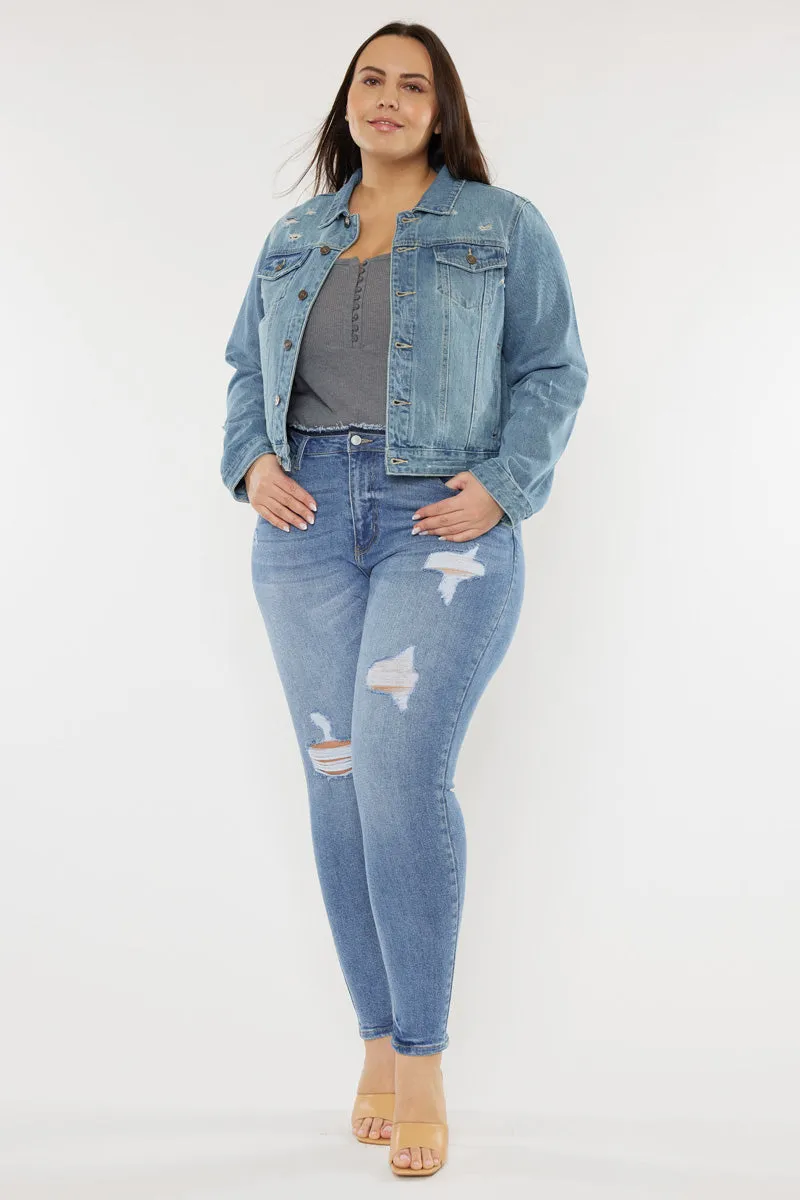 Aria Classic Trucker Denim Jacket (Plus Size) sold by Kan Can product image thumbnail 2