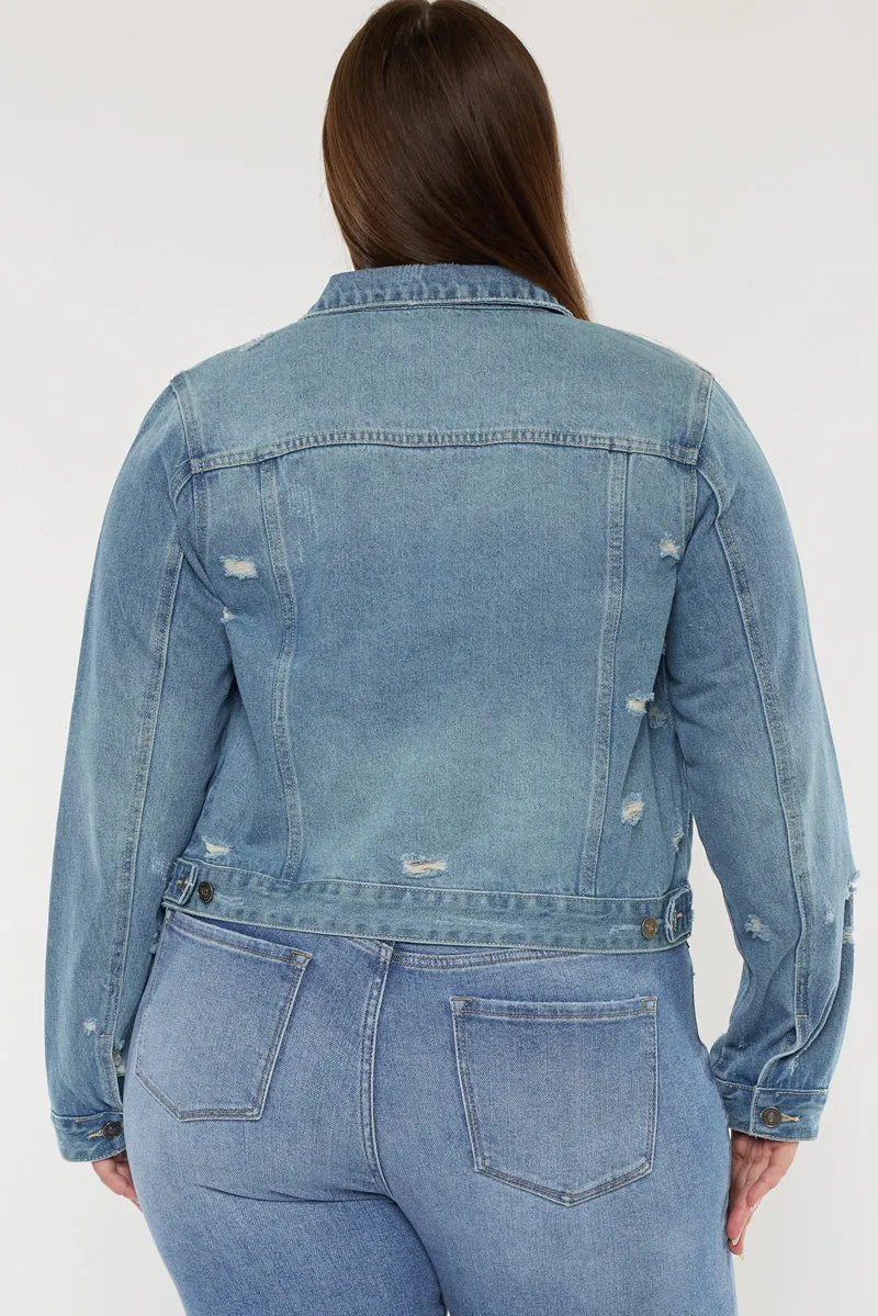 Aria Classic Trucker Denim Jacket (Plus Size) sold by Kan Can product image thumbnail 5