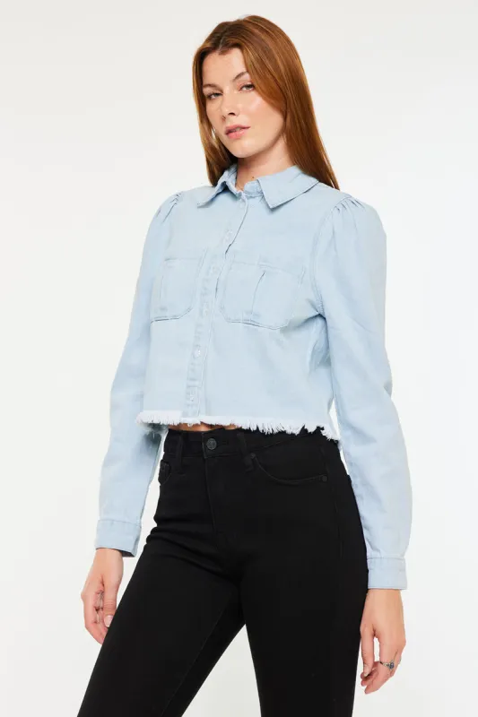 Madeline Cropped Button Down Shirt sold by Kan Can