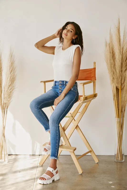 Irene Mid Rise Ankle Skinny Jeans sold by Kan Can