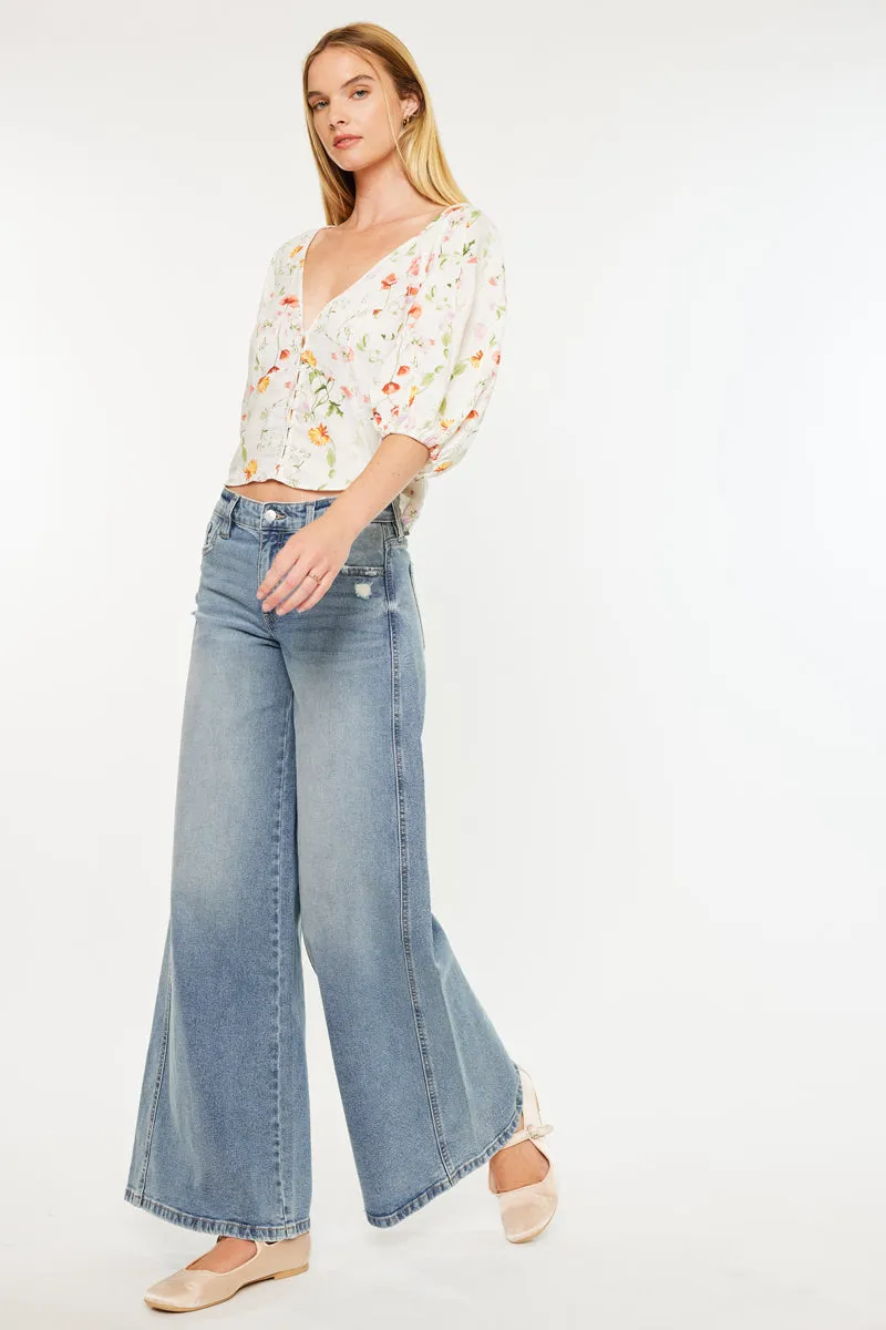 Renee Essentials Mid Rise Super Wide Jeans sold by Kan Can product image thumbnail 5