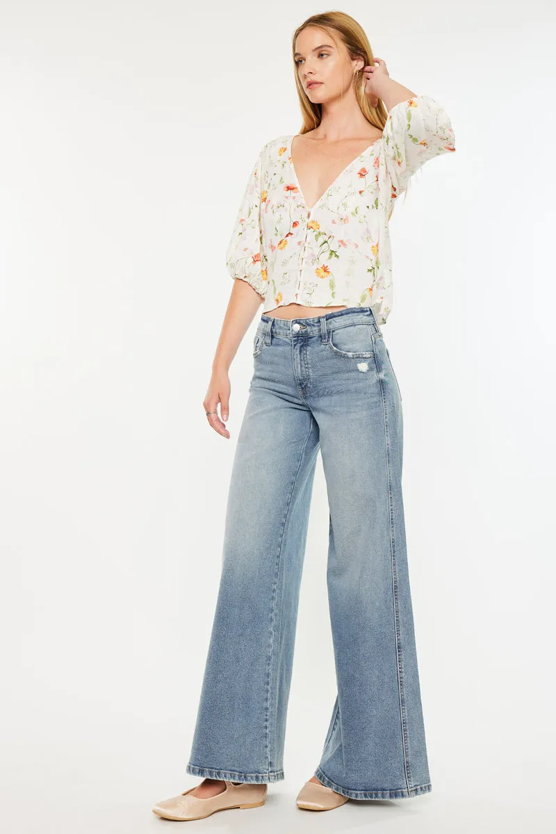 Renee Essentials Mid Rise Super Wide Jeans sold by Kan Can product image thumbnail 4