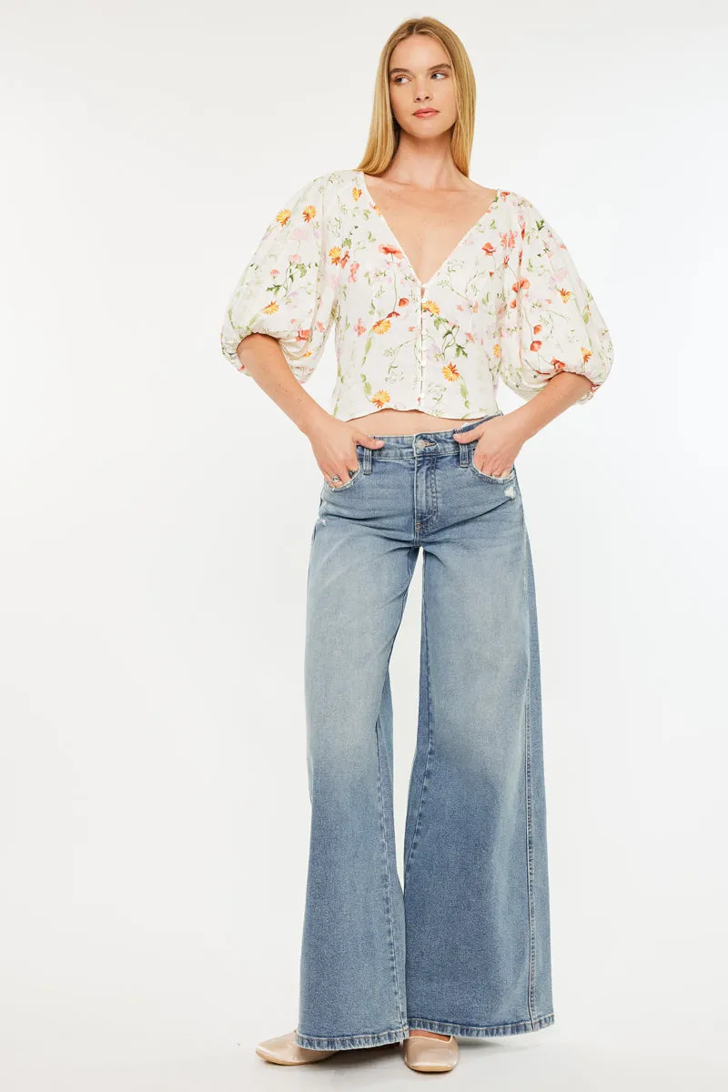 Renee Essentials Mid Rise Super Wide Jeans sold by Kan Can