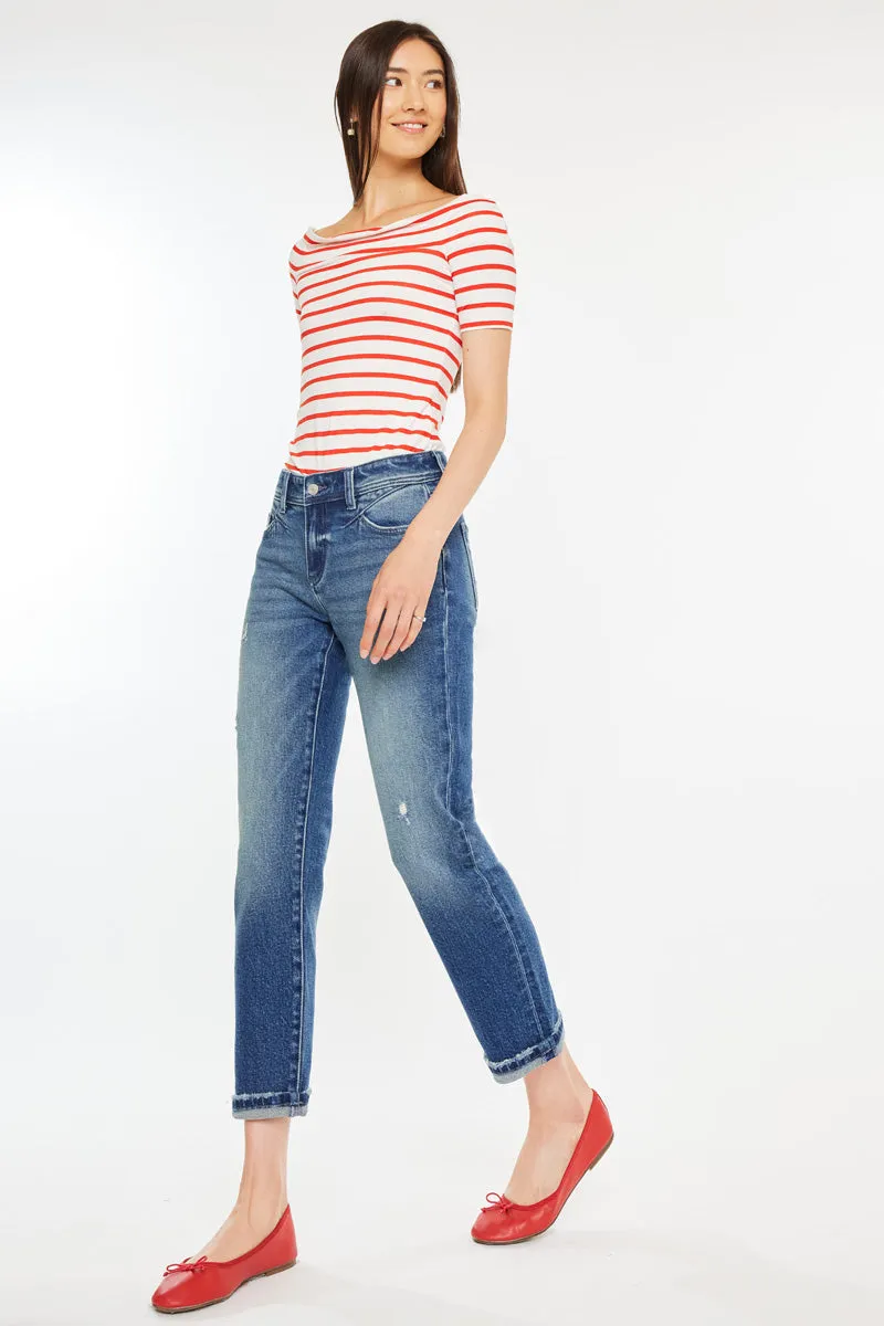 Evelin Mid Rise Cropped Straight Jeans sold by Kan Can product image thumbnail 4