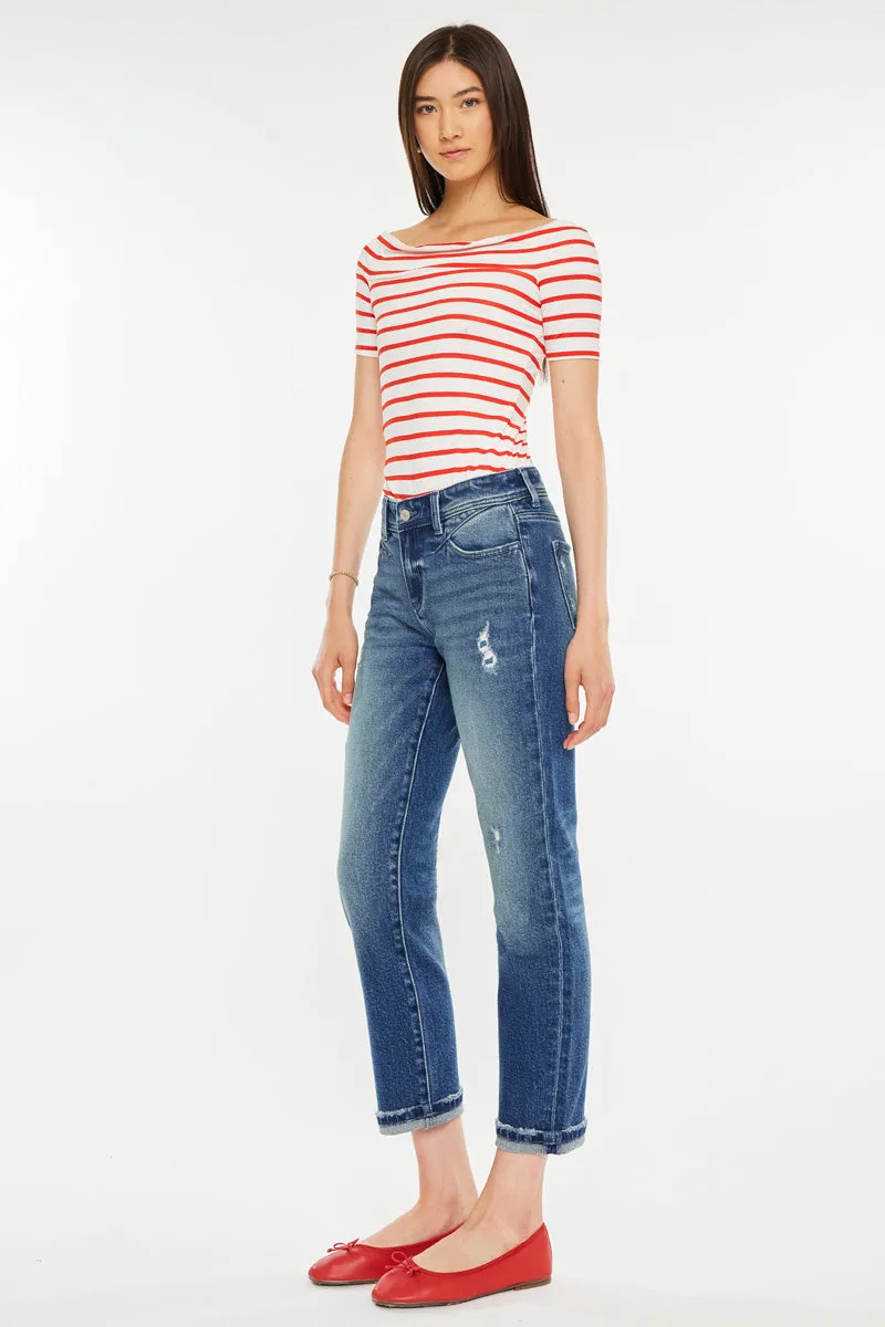 Evelin Mid Rise Cropped Straight Jeans sold by Kan Can product image thumbnail 5