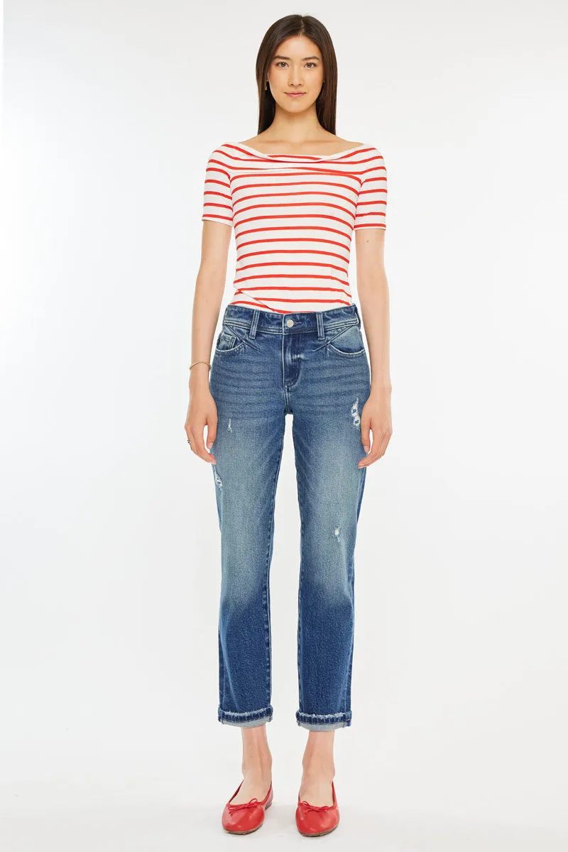 Evelin Mid Rise Cropped Straight Jeans sold by Kan Can product image thumbnail 3