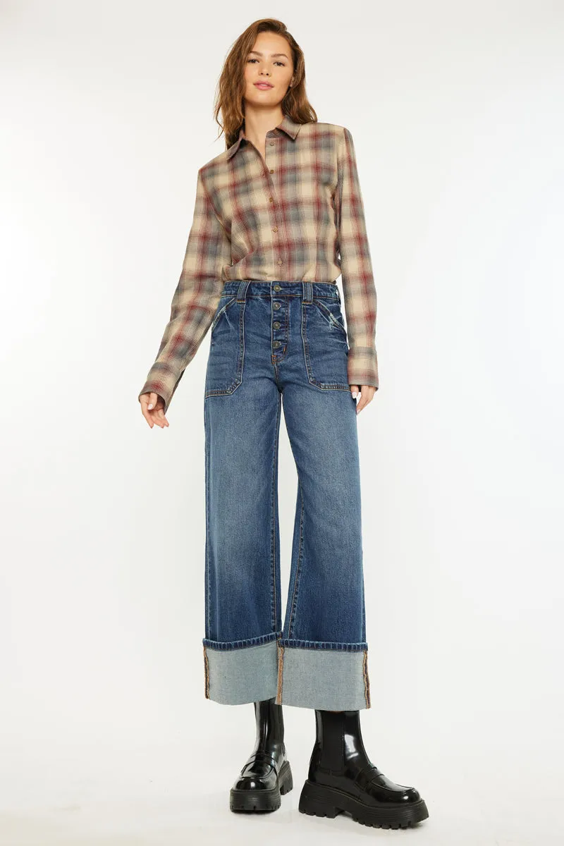 Beanie High Rise Ankle Wide Leg Jeans sold by Kan Can product image thumbnail 4