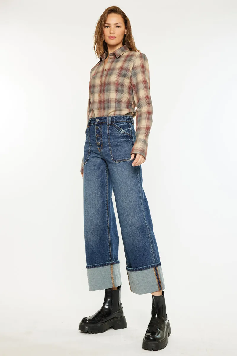 Beanie High Rise Ankle Wide Leg Jeans sold by Kan Can product image thumbnail 5