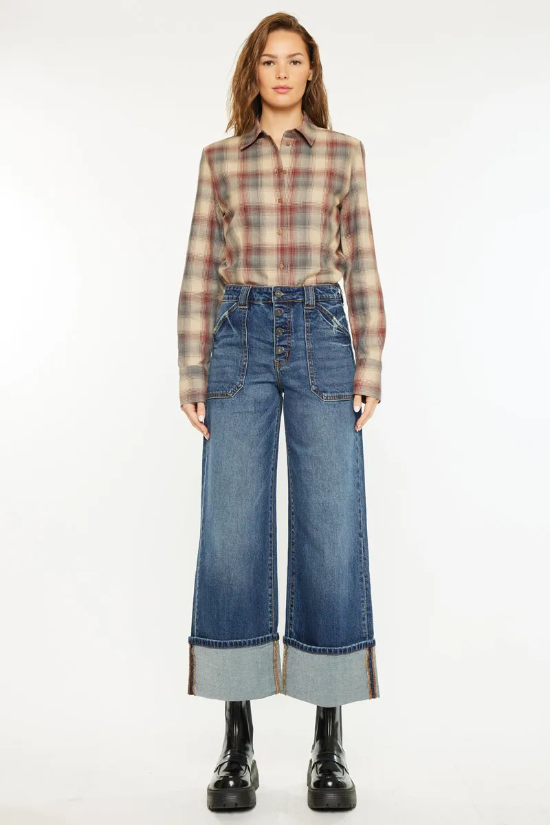 Beanie High Rise Ankle Wide Leg Jeans sold by Kan Can product image thumbnail 3