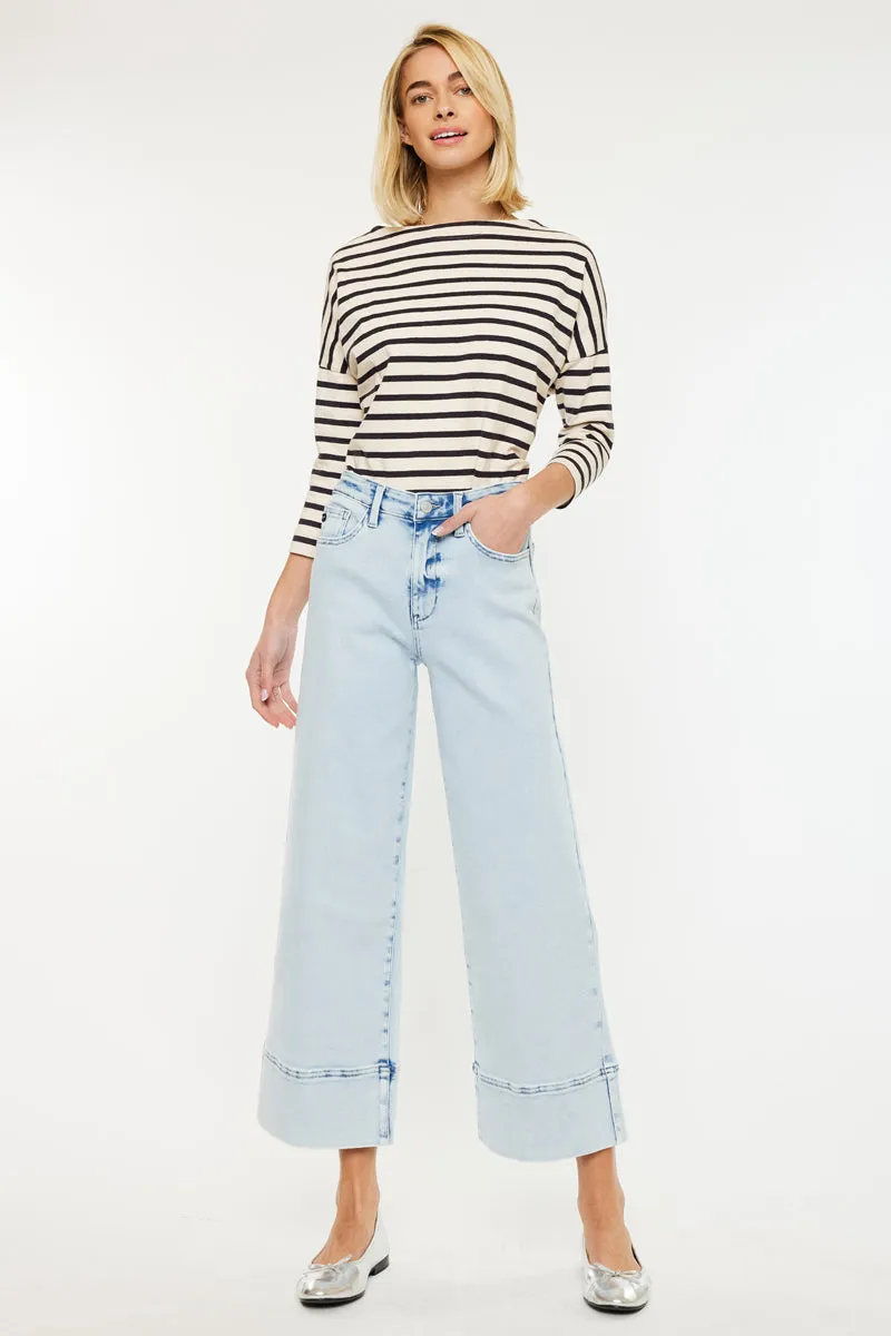 Kassie Essentials Cropped Wide Leg Jeans sold by Kan Can