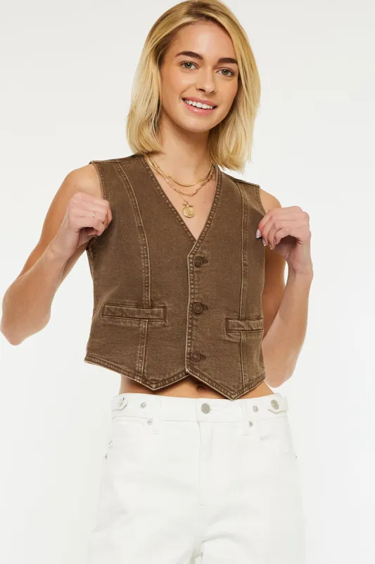 Vanya V-neck vest sold by Kan Can