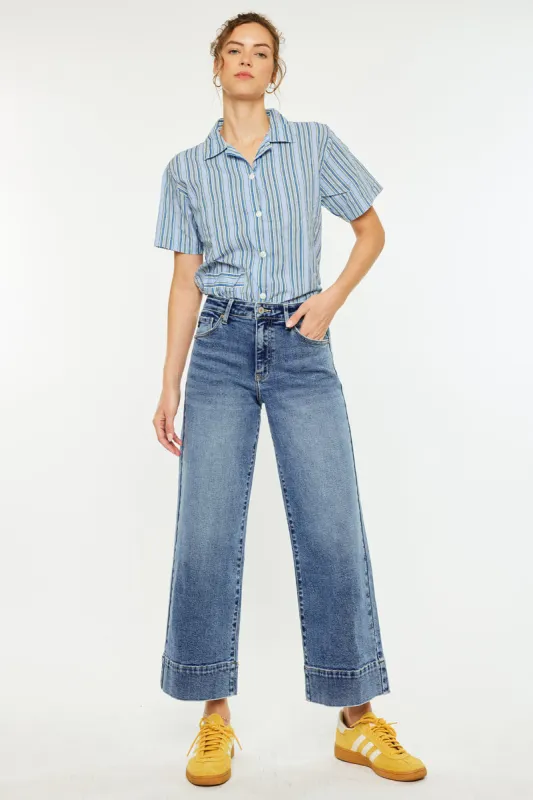 Nessa High Rise Crop Wide Leg Jeans sold by Kan Can