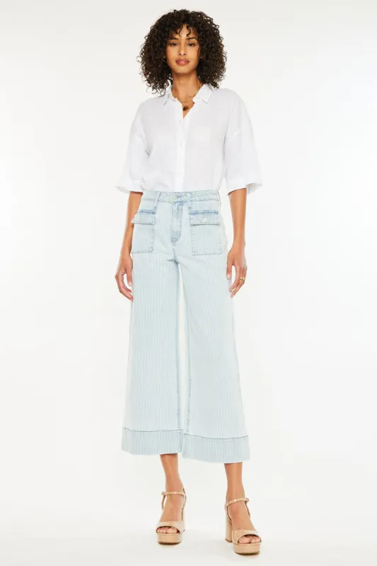 Jace High Rise Crop Wide Leg Jeans sold by Kan Can