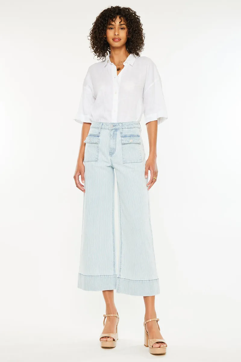 Jace High Rise Crop Wide Leg Jeans sold by Kan Can