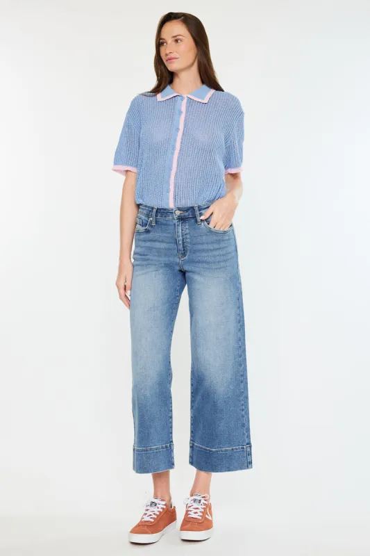 Kells High Rise Crop Wide Leg Jeans made by Kan Can