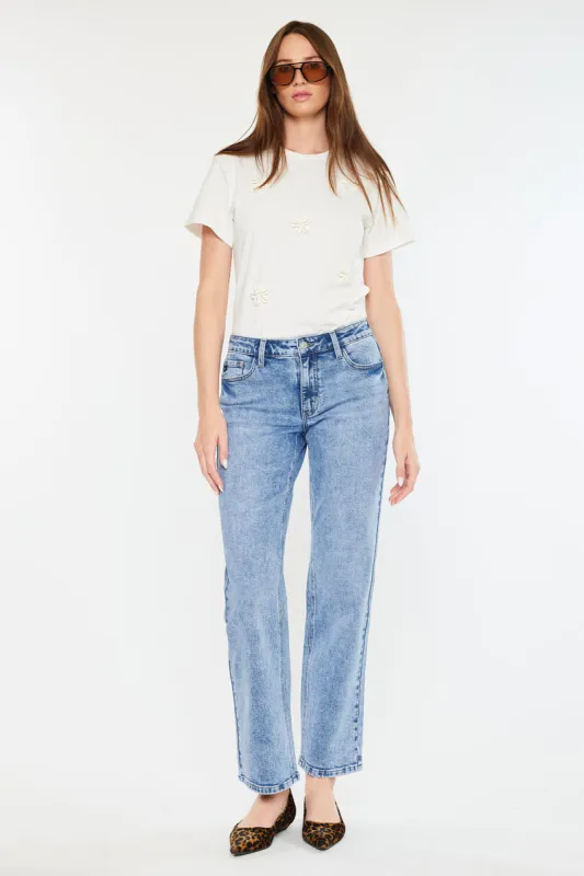 Tamia Essentials Mid Rise True Straight Jeans sold by Kan Can