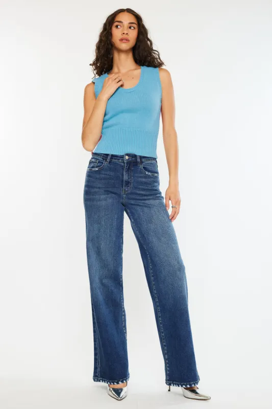 Tiara Essentials High Rise Wide Leg Jeans sold by Kan Can