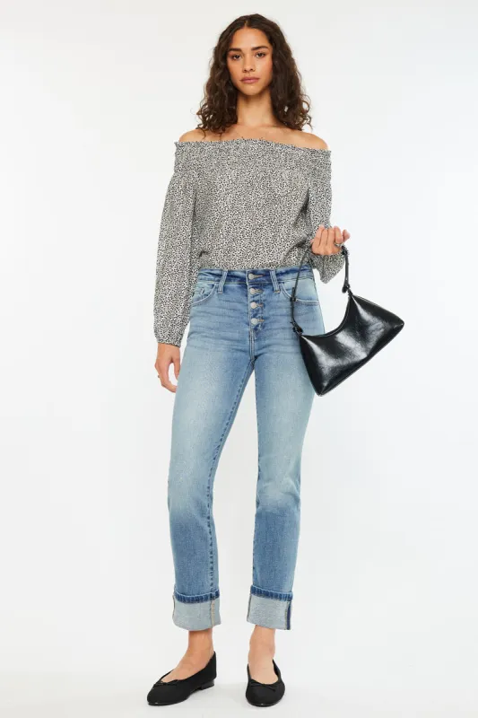 Noelle High Rise Skinny Straight Jeans sold by Kan Can