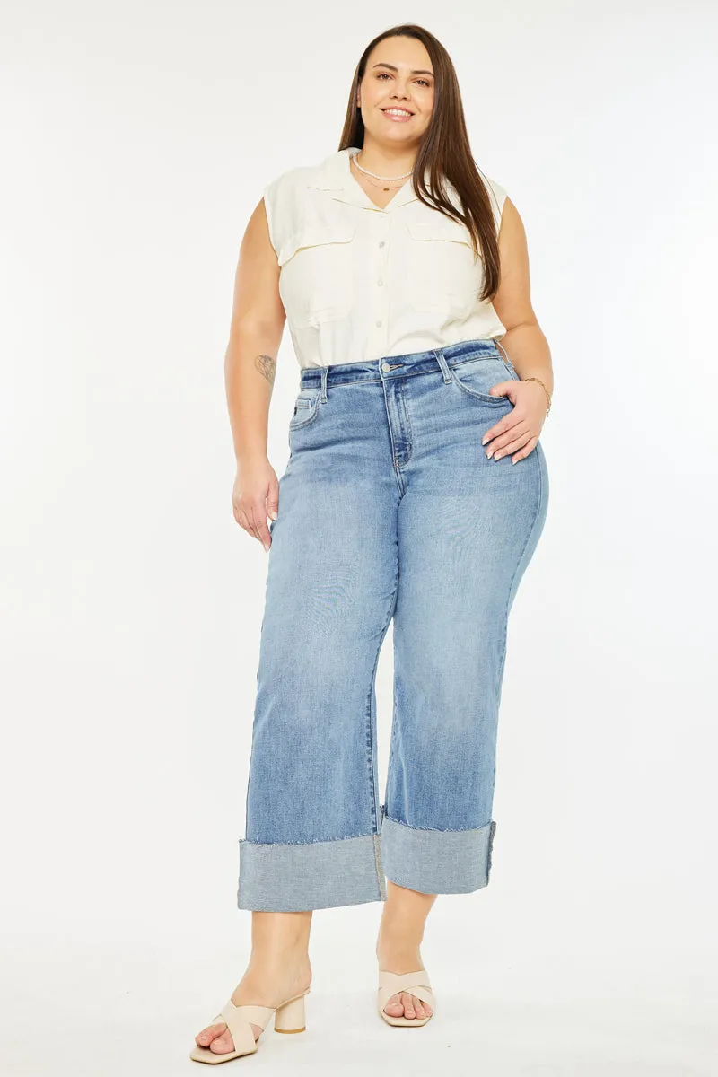 Leslie Essentials High Rise Crop Wide Leg Jeans (Plus Size) sold by Kan Can product image thumbnail 3