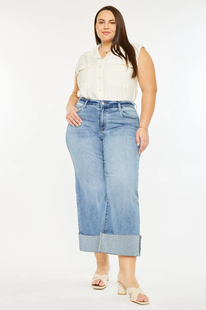 Leslie Essentials High Rise Crop Wide Leg Jeans (Plus Size) sold by Kan Can