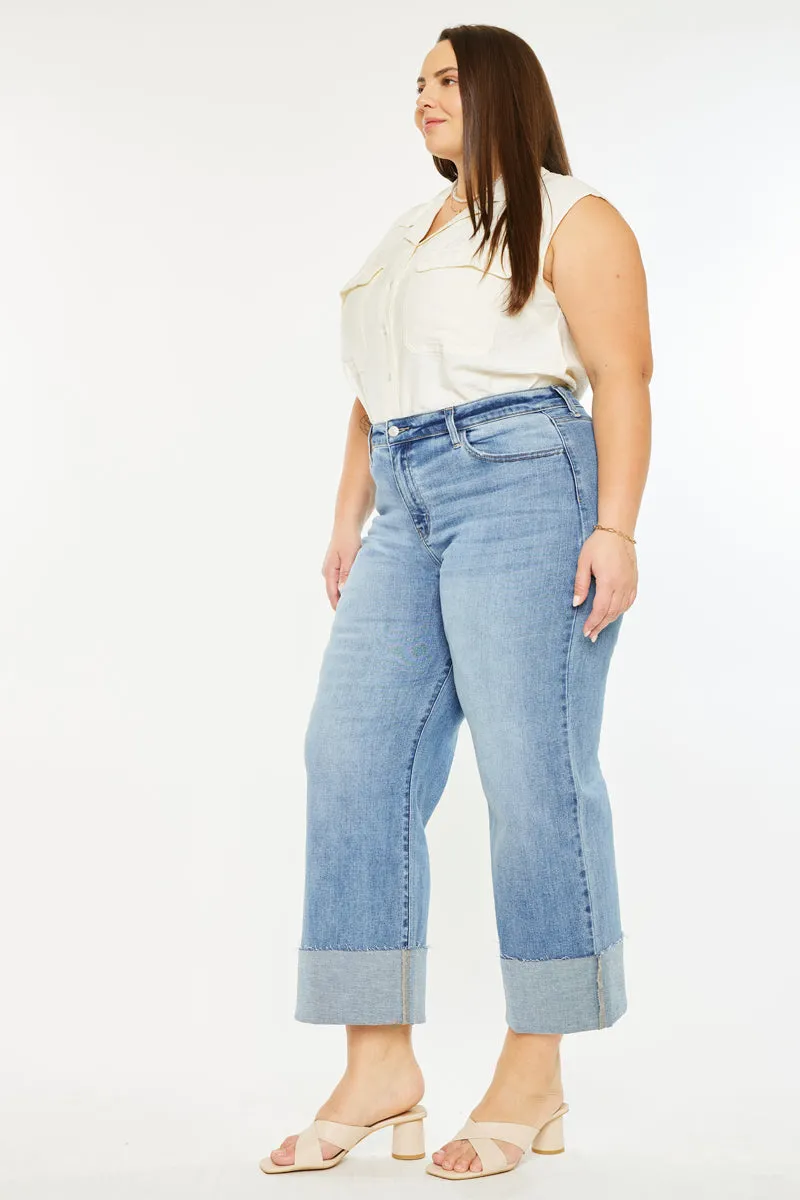 Leslie Essentials High Rise Crop Wide Leg Jeans (Plus Size) sold by Kan Can product image thumbnail 4
