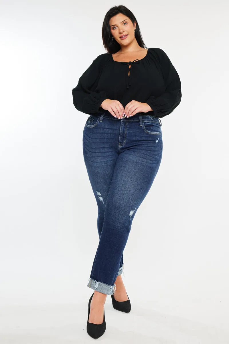 Emely Essentials Mid Rise Slim Straight Leg Jeans (Plus Size) sold by Kan Can product image thumbnail 3