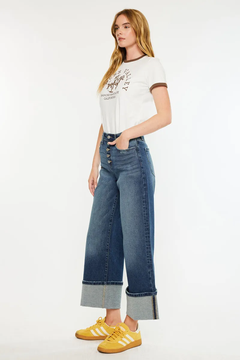 Collie Ultra High Rise Cropped Wide Leg Jeans sold by Kan Can product image thumbnail 4