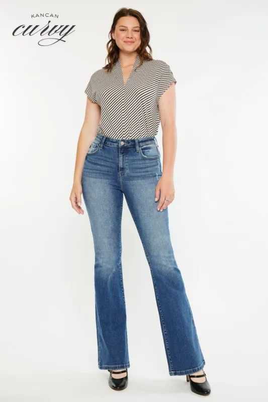 Tana High Rise Wide Flare Jeans (Curvy) sold by Kan Can