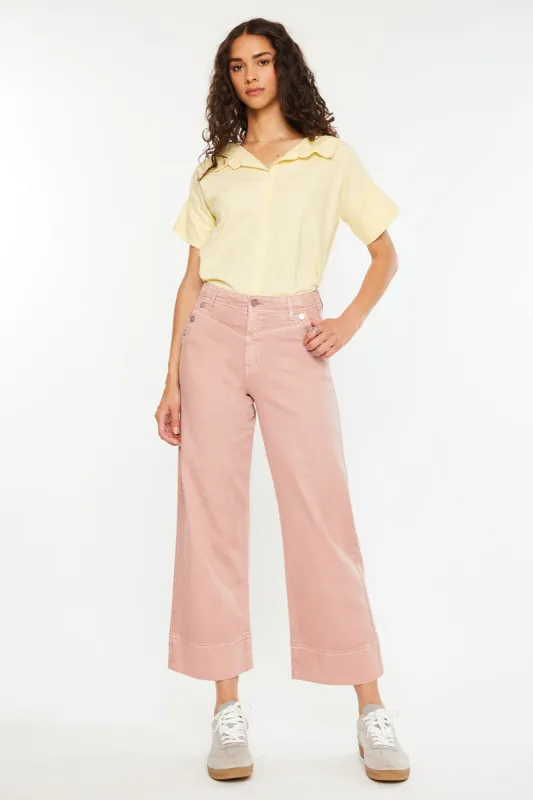 Peony High Rise Crop Wide Leg Jeans sold by Kan Can
