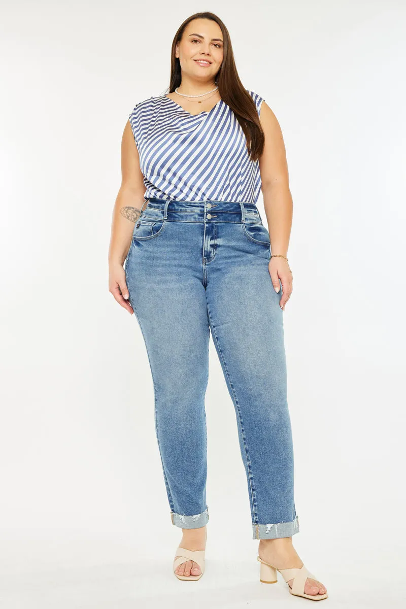 Kianna Essentials High Rise Slim Straight Leg Jeans (Plus Size) sold by Kan Can product image thumbnail 3