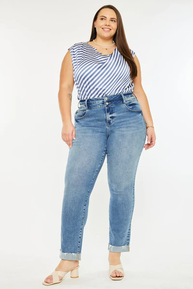 Kianna Essentials High Rise Slim Straight Leg Jeans (Plus Size) sold by Kan Can