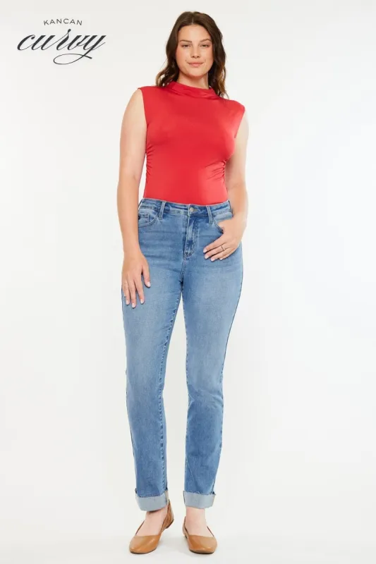 Cristina High Rise Slim Straight Jeans - Curvy sold by Kan Can