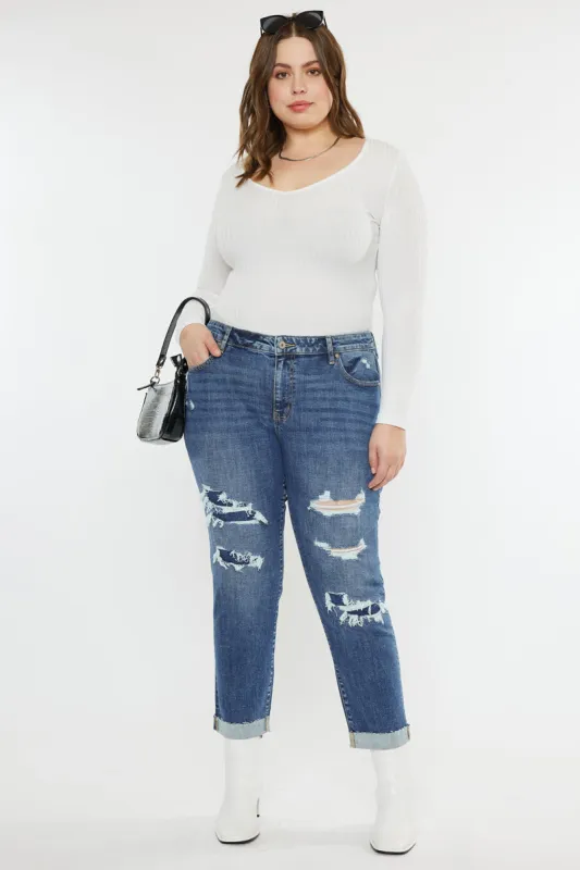 Jayleen Mid Rise Slim Boyfriend (Plus Size) made by Kan Can