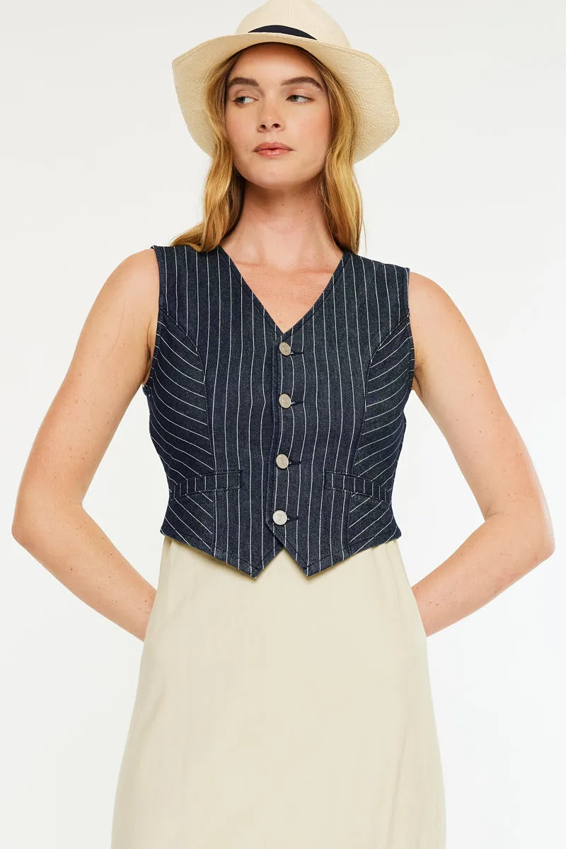 Shelley Stripe Tailored Vest sold by Kan Can product image thumbnail 3